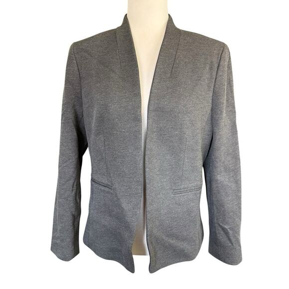 J Crew Going Out Blazer in Stretch Twill Open Front Jacket Gray 12 Academia Prep - Picture 1 of 13
